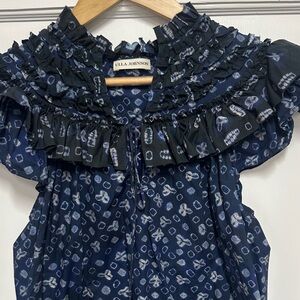 Ulla Johnson' Navy Ruffle solina Top